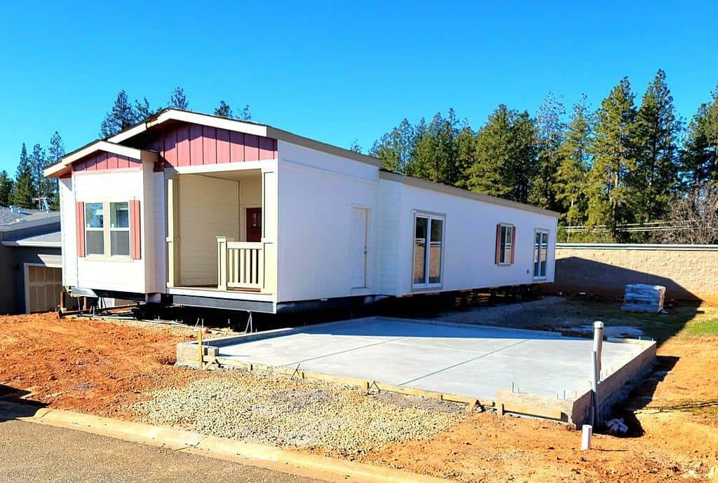  A Manufactured Home Next to Its Foundation