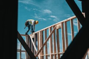 a person building a home