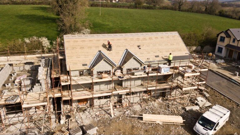 a large house being built