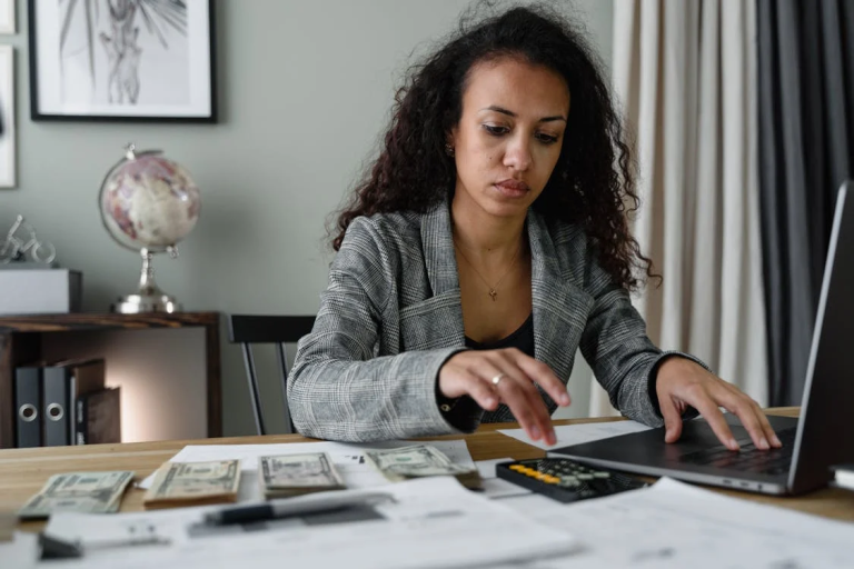 woman using ADU cost calculator